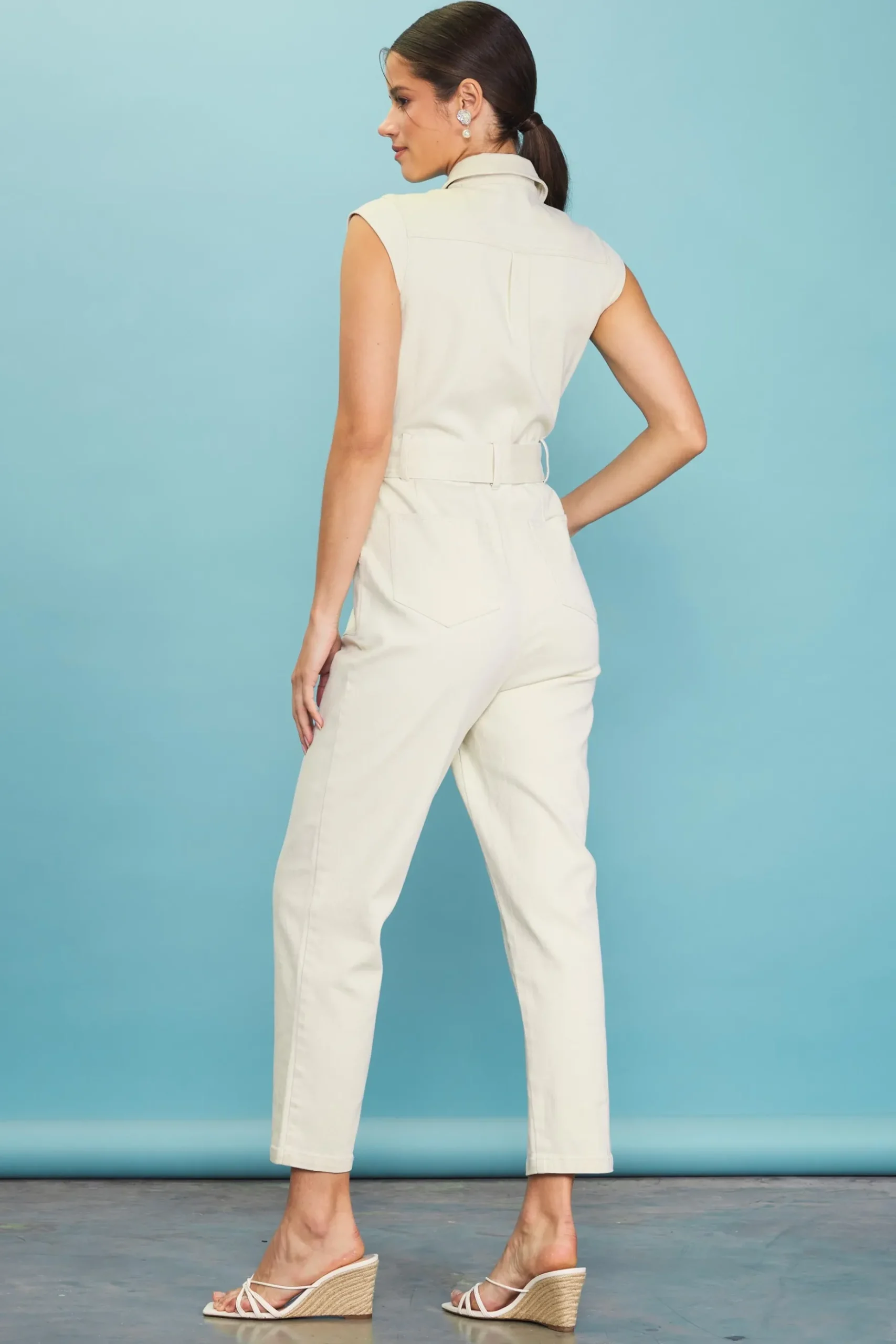 Sleeveless Washed Denim Jumpsuit*SKIES ARE BLUE Hot