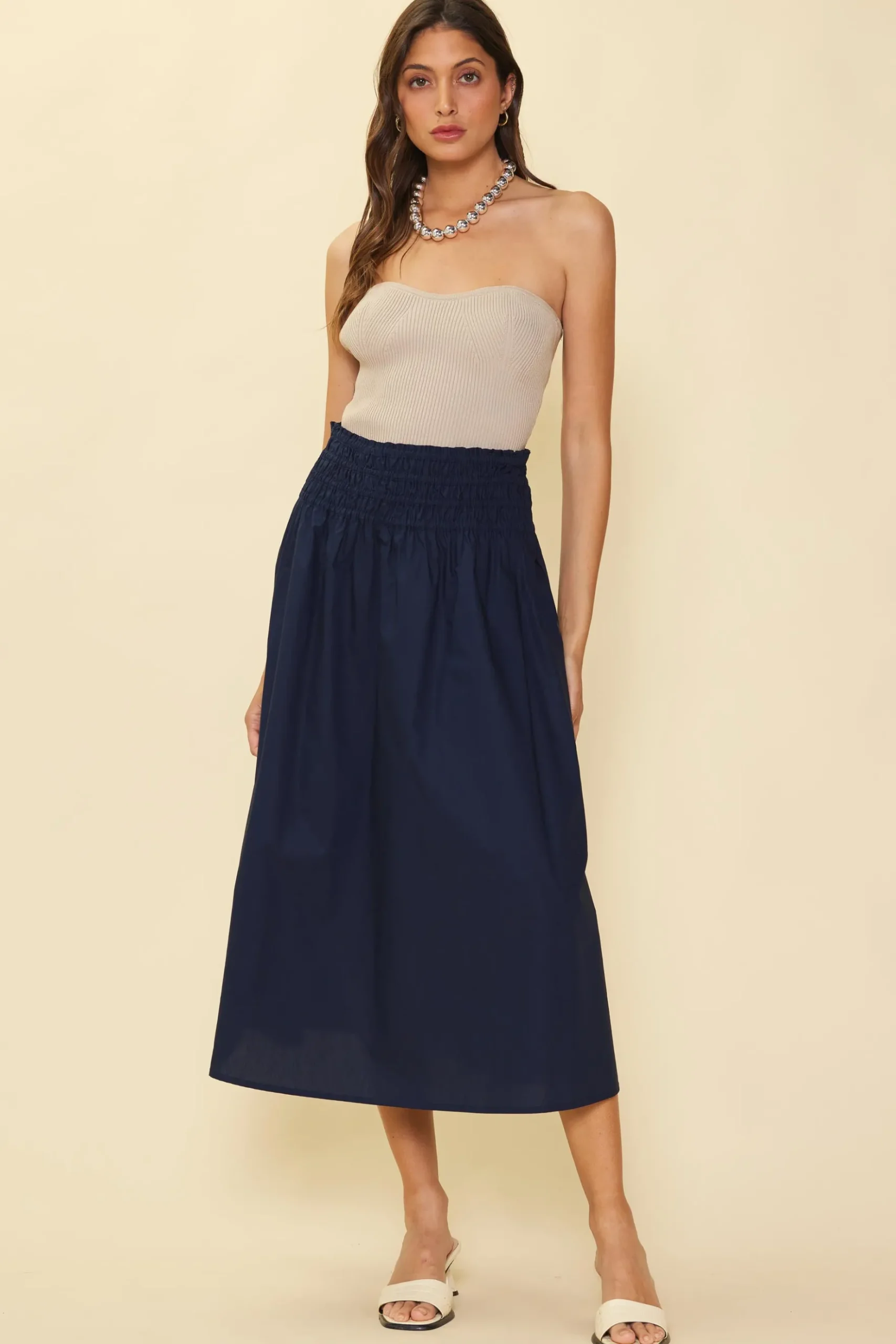 Smocked Waist Flared Skirt*SKIES ARE BLUE