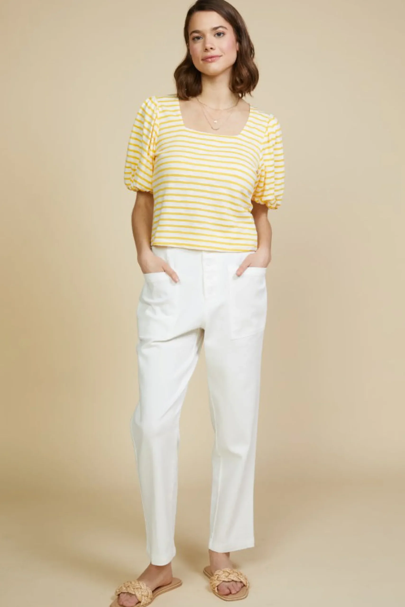 Square Neck Striped Top*SKIES ARE BLUE Outlet