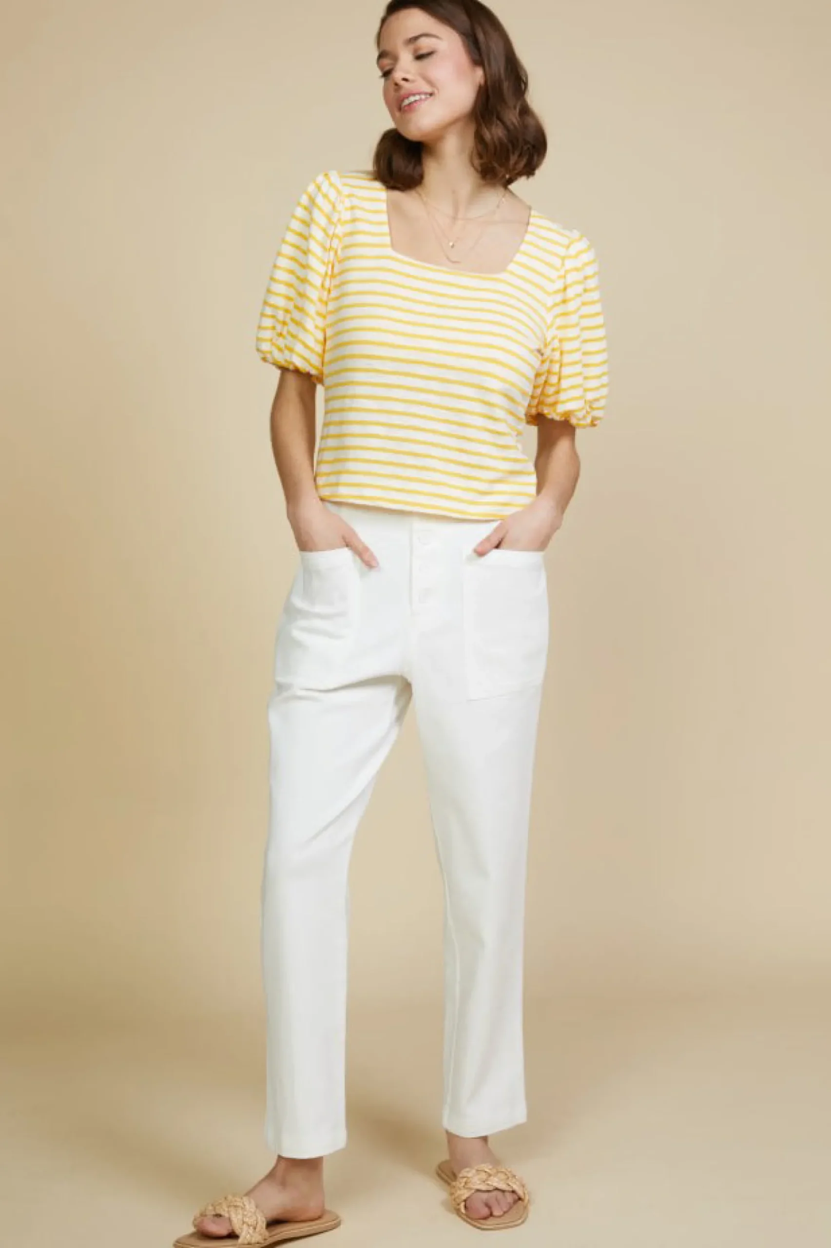 Square Neck Striped Top*SKIES ARE BLUE Outlet