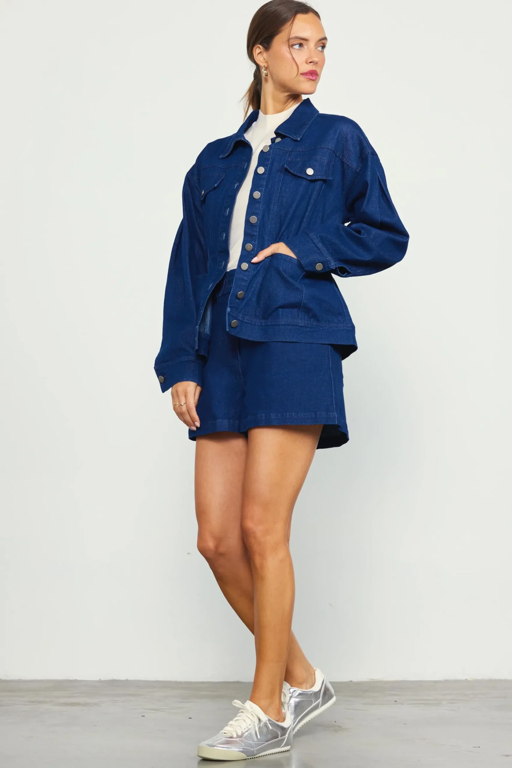 Stretch Denim Trucker Jacket*SKIES ARE BLUE Online