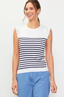 Stripe Ruffle Sleeve Knit Top*SKIES ARE BLUE Outlet