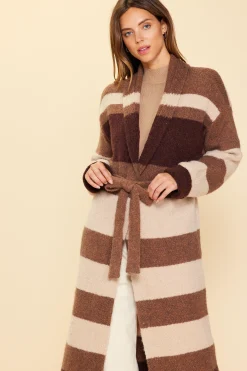 Striped Cardigan With Tie*SKIES ARE BLUE Clearance