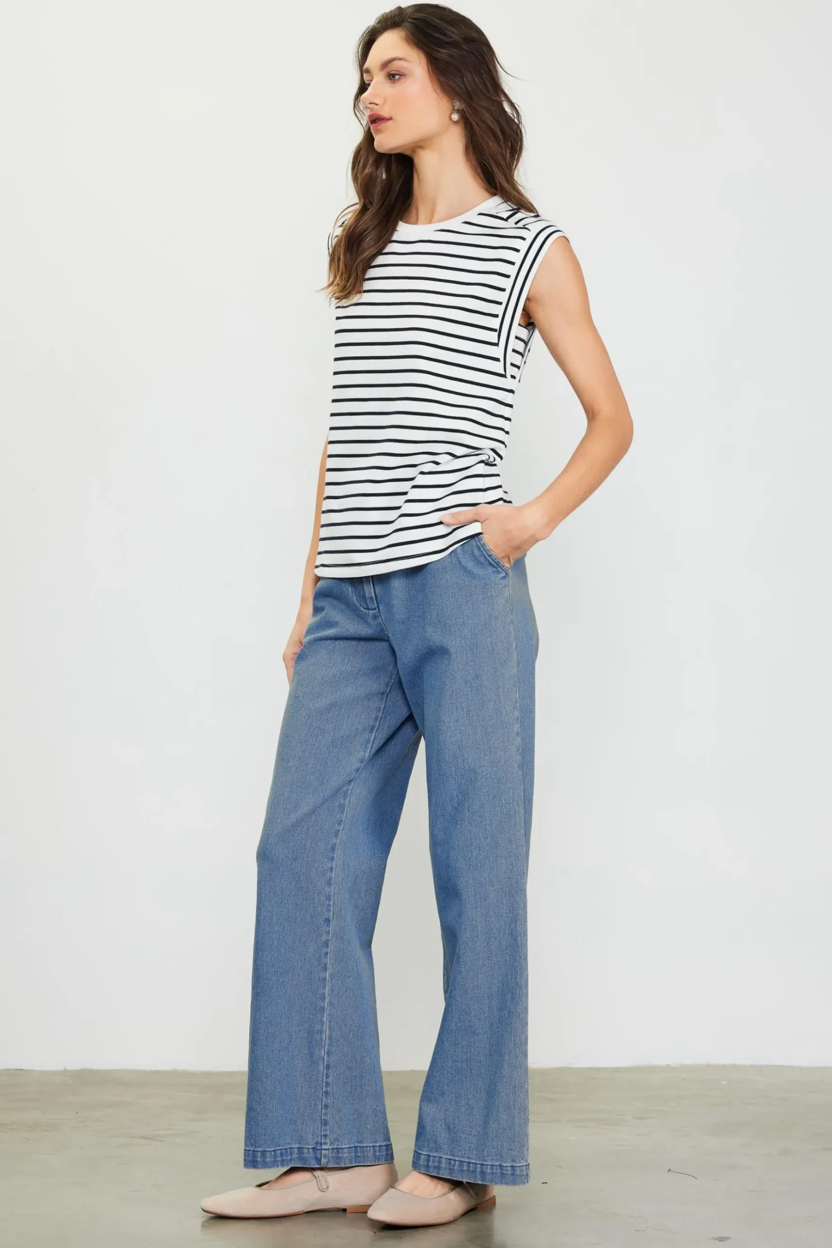 Striped Sleeveless Rib Top*SKIES ARE BLUE Best