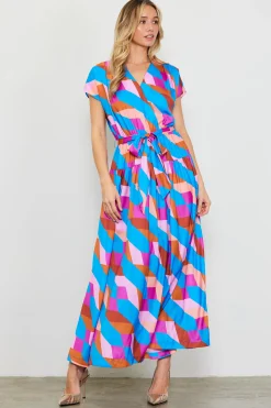 Surplice Bodice Geometric Print Maxi Dress*SKIES ARE BLUE Discount