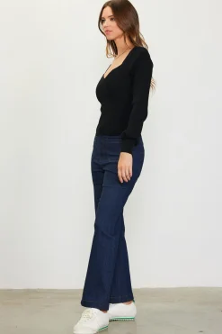 Sweetheart Neck Longsleeve Knit Top*SKIES ARE BLUE New