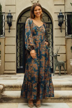 Sweetheart Neckline Longsleeve Maxi Dress*SKIES ARE BLUE