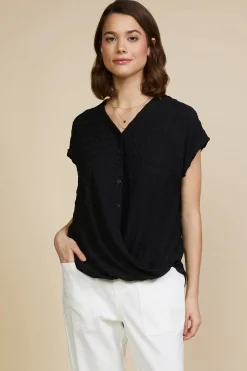 Textured Striped Buttoned Top*SKIES ARE BLUE