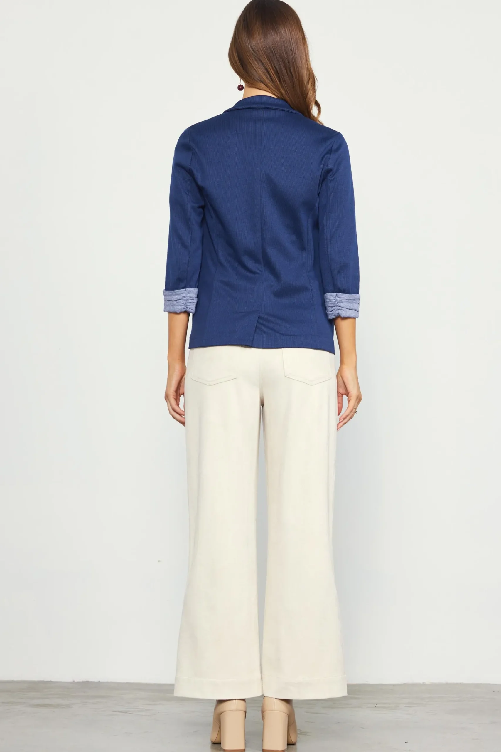 Three Quarter Sleeve Knit Blazer*SKIES ARE BLUE Outlet