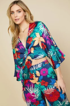 Tropical Front Tie Kimono*SKIES ARE BLUE Discount