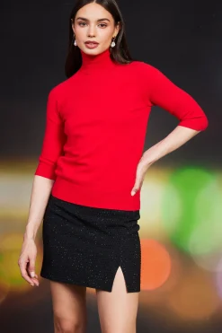 Turtleneck Three Quarter Sleeve Sweater*SKIES ARE BLUE Outlet