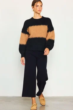 Two Tone Mock Neck Sweater*SKIES ARE BLUE