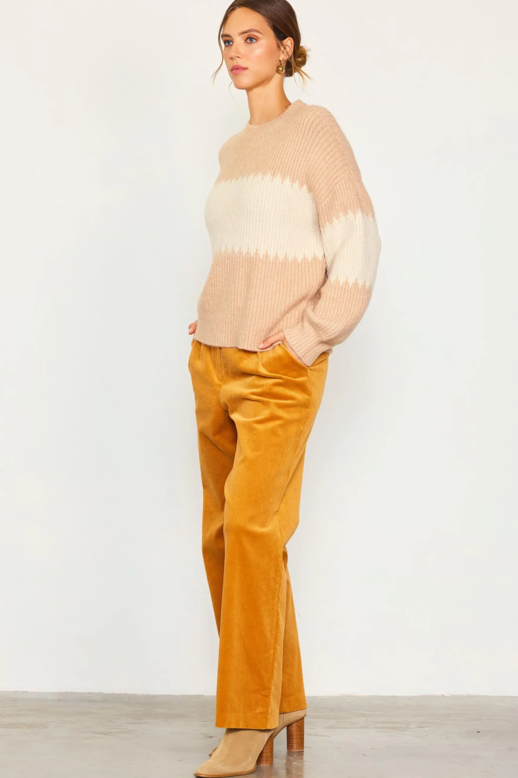 Two Tone Mock Neck Sweater*SKIES ARE BLUE Sale