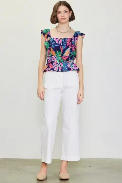 Ula Print Ruffled Sleeve Top*SKIES ARE BLUE Clearance