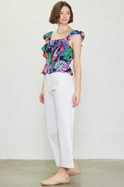 Ula Print Ruffled Sleeve Top*SKIES ARE BLUE Clearance