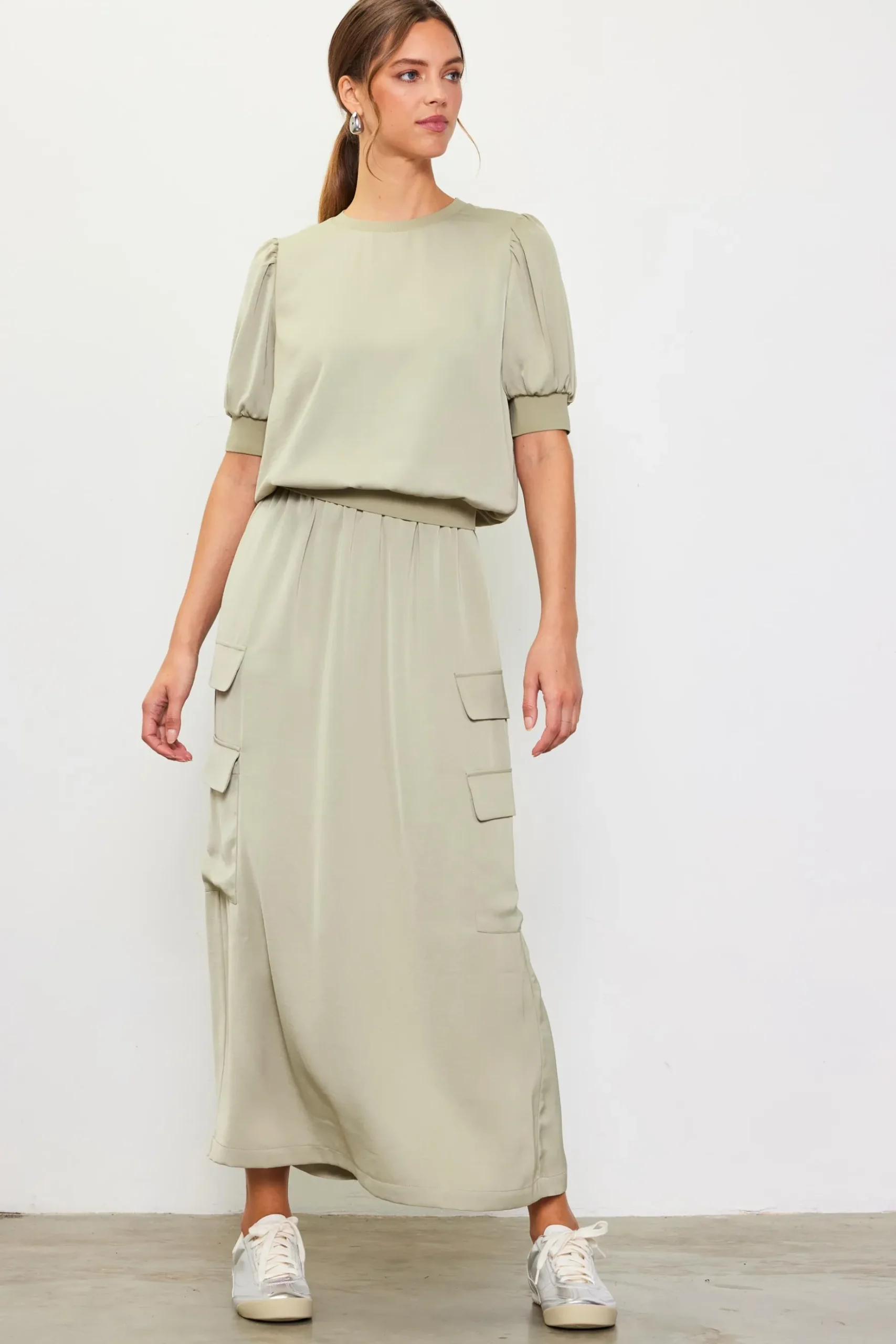 Utility Cargo Pocket Midi Skirt*SKIES ARE BLUE Sale