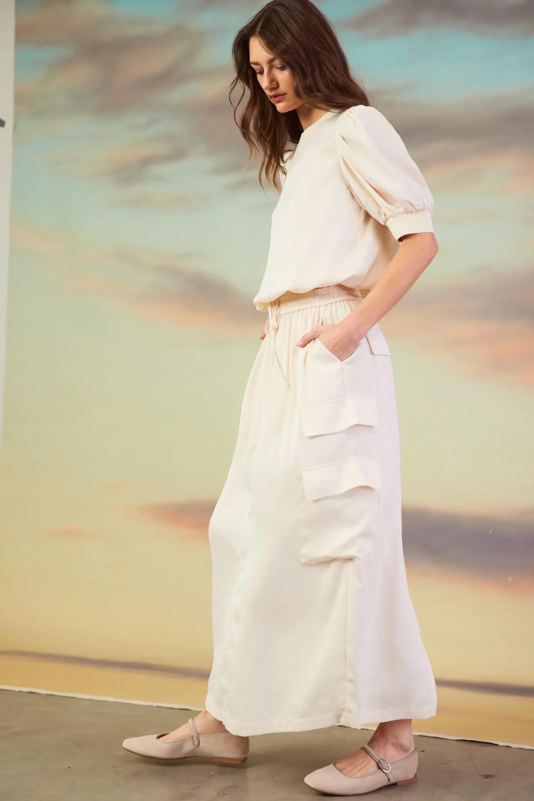 Utility Cargo Pocket Midi Skirt*SKIES ARE BLUE