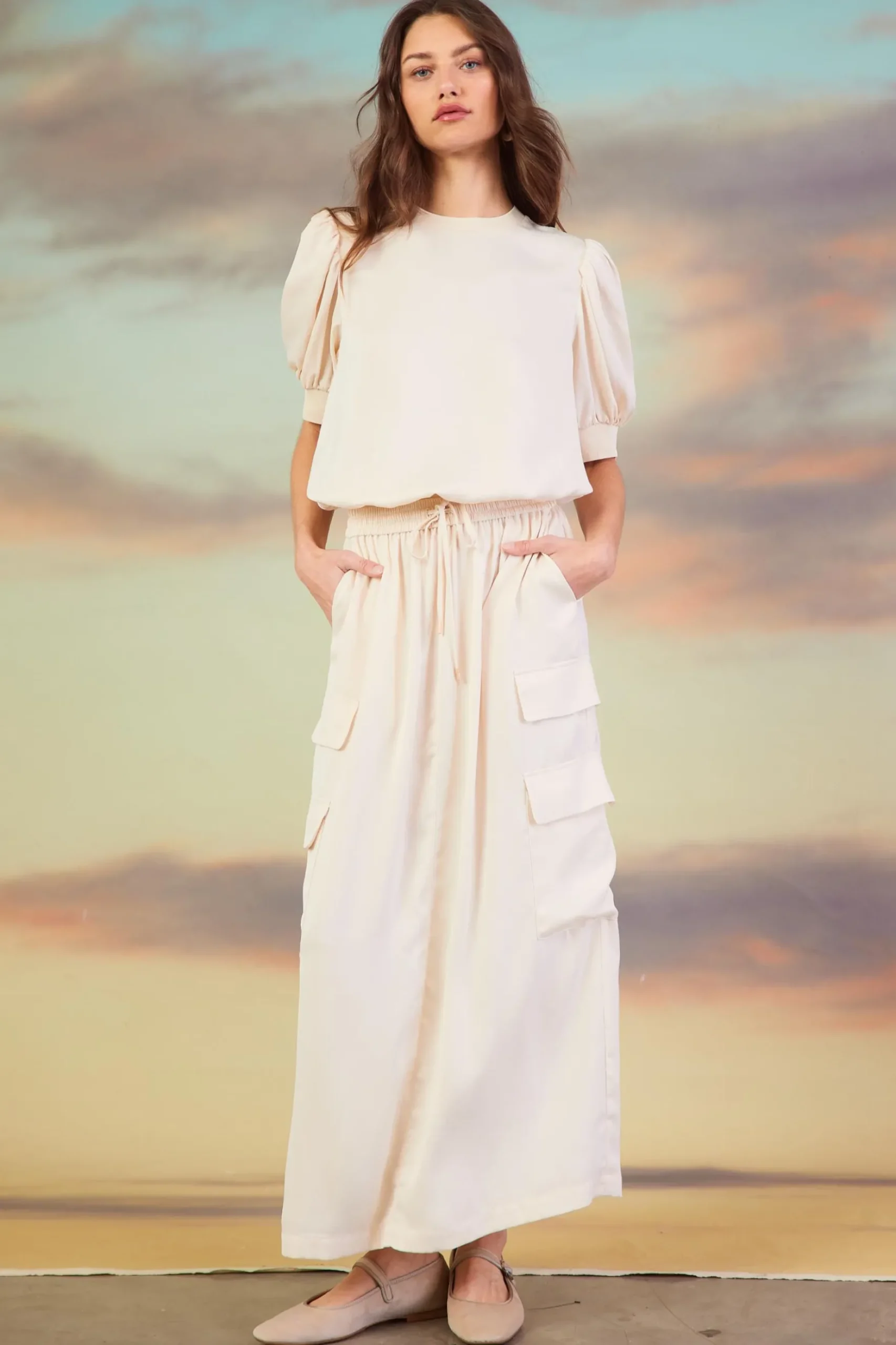 Utility Cargo Pocket Midi Skirt*SKIES ARE BLUE