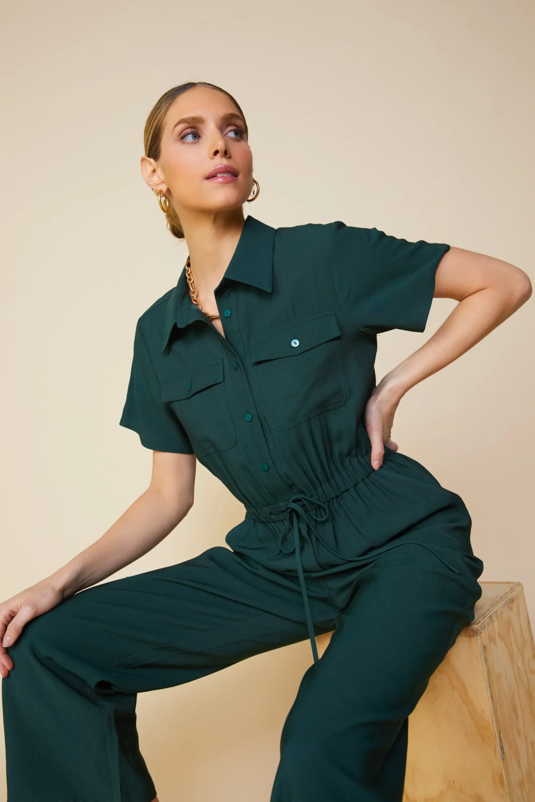 Utility Short Sleeve Jumpsuit*SKIES ARE BLUE Hot