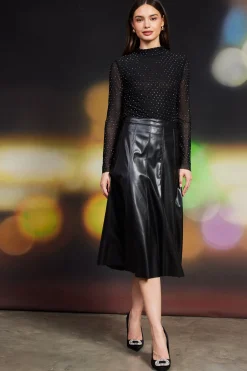 Vegan Leather Midi Skirt*SKIES ARE BLUE New