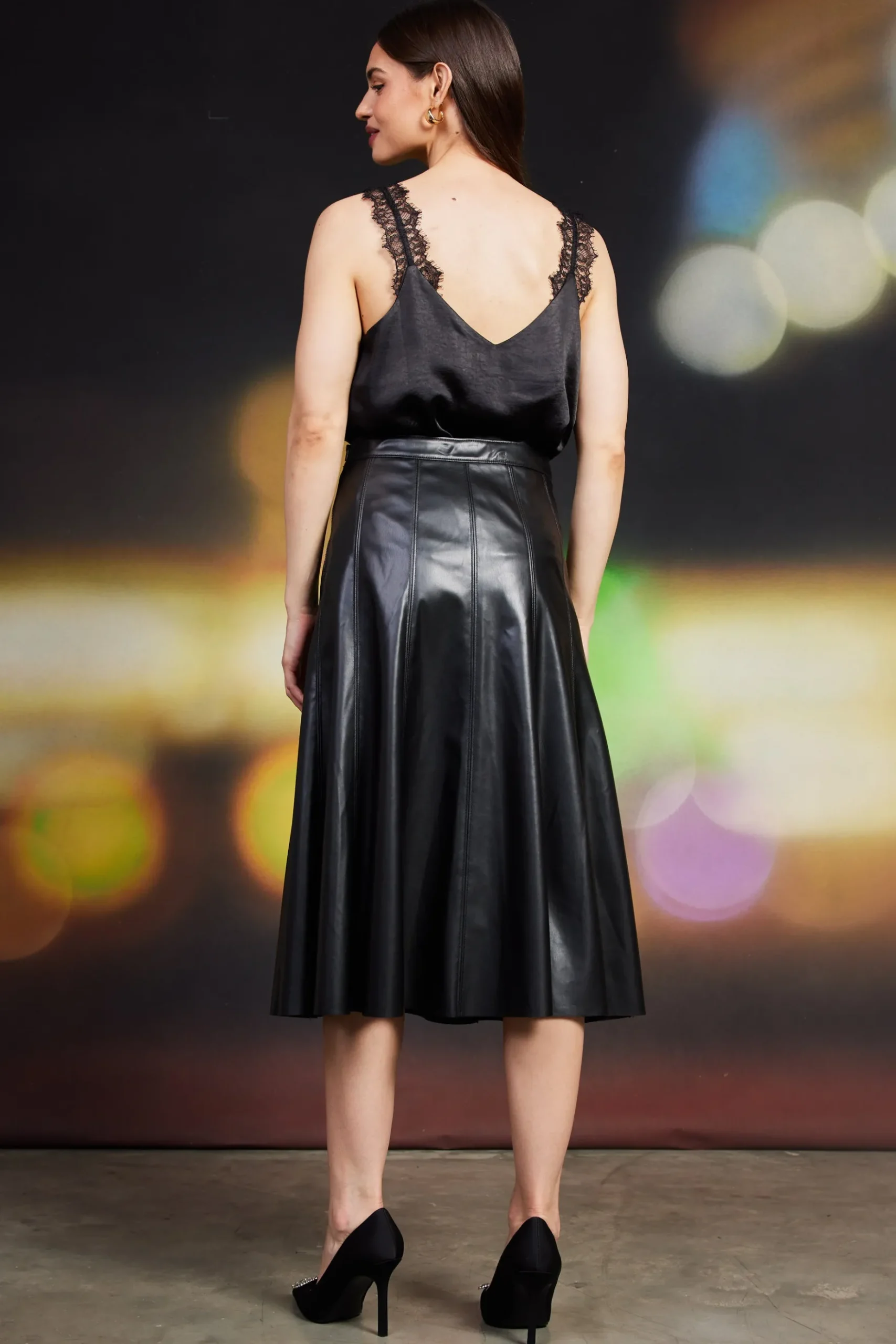 Vegan Leather Midi Skirt*SKIES ARE BLUE New