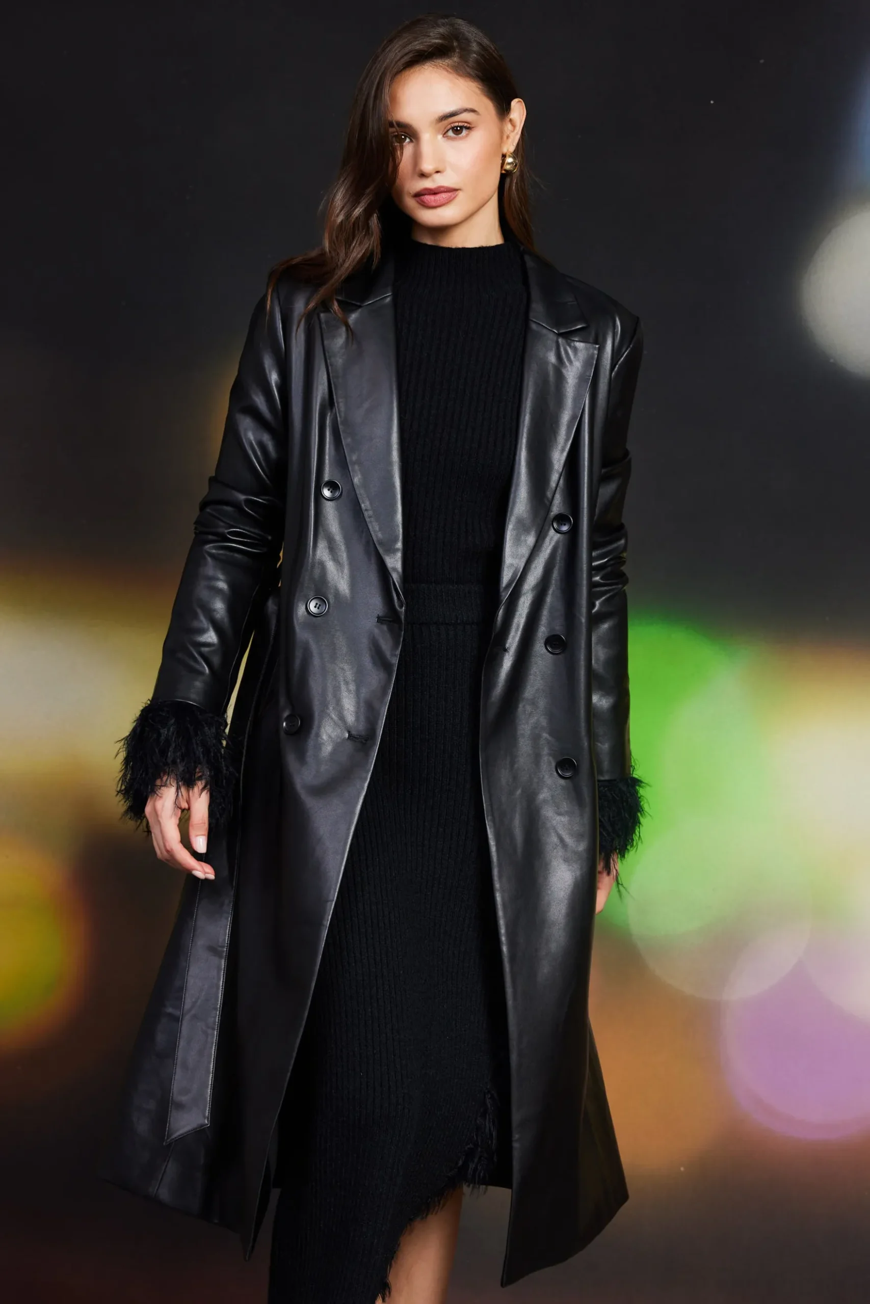 Vegan Leather Trench Coat*SKIES ARE BLUE New