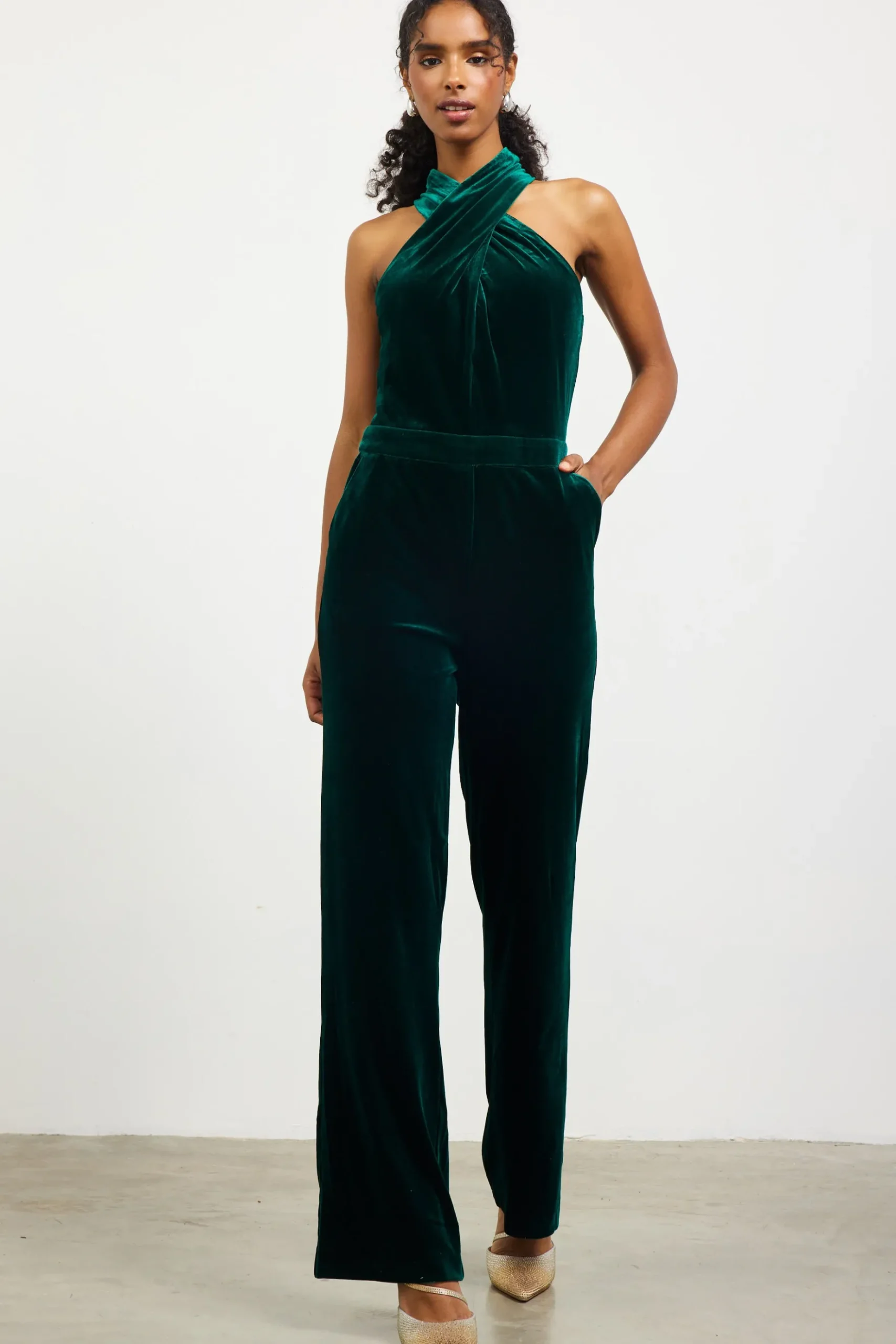 Velvet Halter Neck Jumpsuit*SKIES ARE BLUE Best