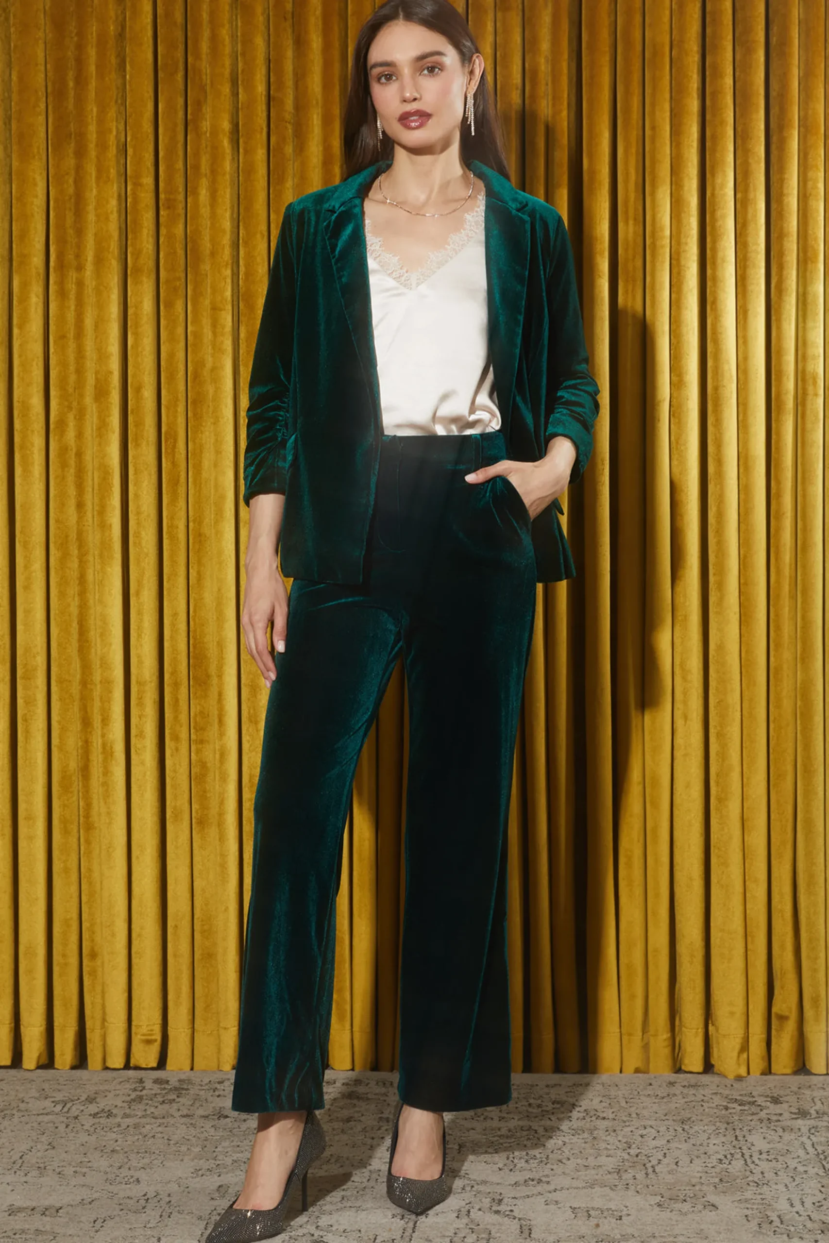 Velvet Wide Leg Pants*SKIES ARE BLUE Clearance