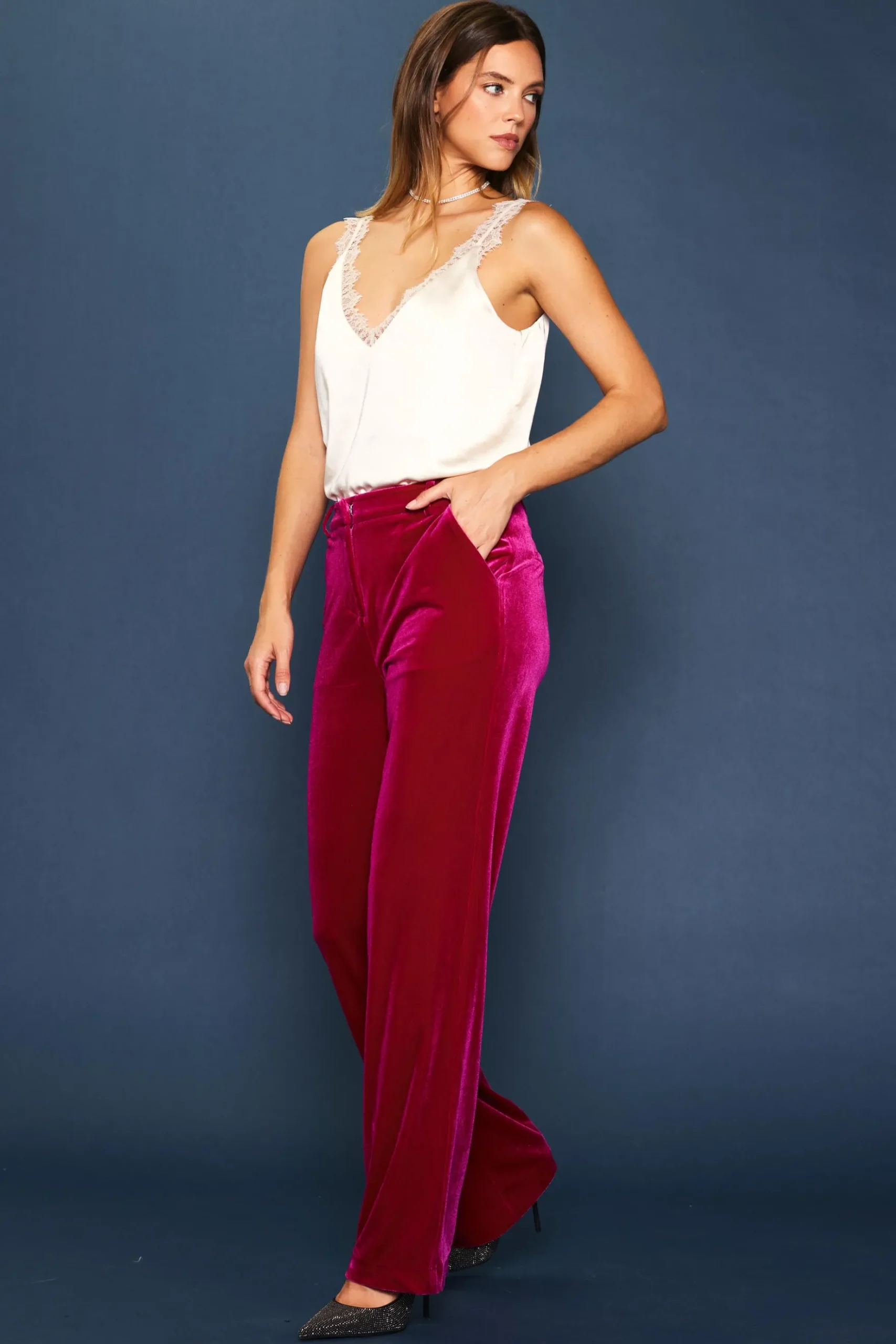 Velvet Wide Leg Pants*SKIES ARE BLUE Best