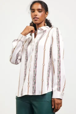Vertical Stripe Satin Button Down*SKIES ARE BLUE Best