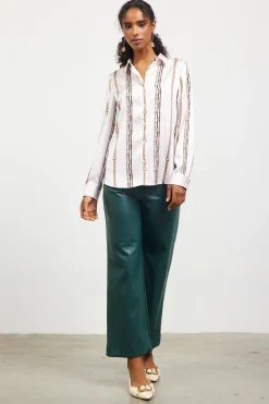 Vertical Stripe Satin Button Down*SKIES ARE BLUE Best