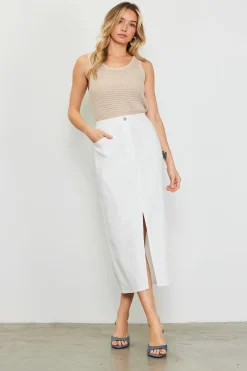 Washed Cotton Twill Midi Skirt*SKIES ARE BLUE Sale