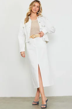 Washed Cotton Twill Midi Skirt*SKIES ARE BLUE Sale