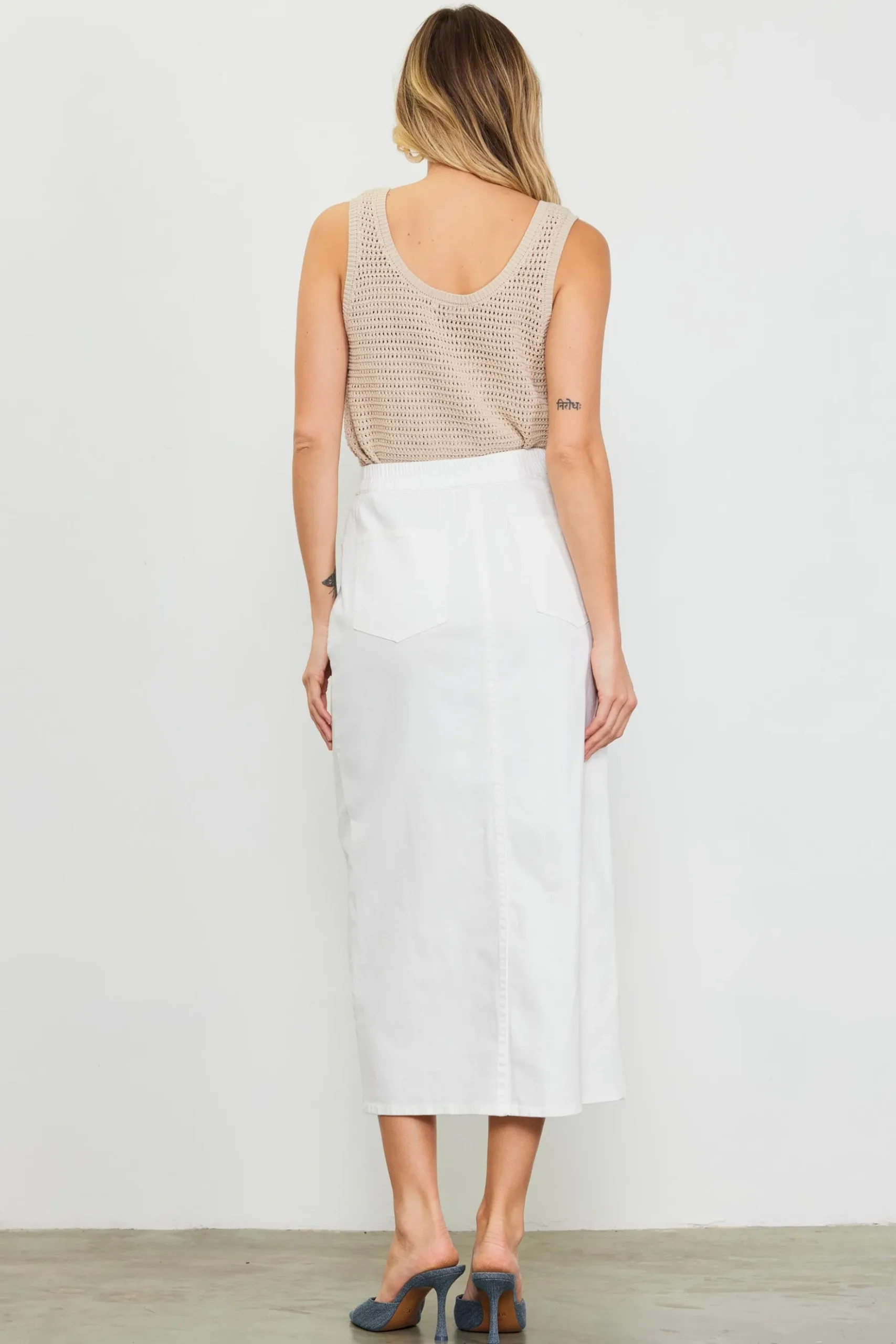 Washed Cotton Twill Midi Skirt*SKIES ARE BLUE Sale