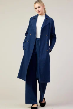 Washed Denim Trench Coat*SKIES ARE BLUE Clearance