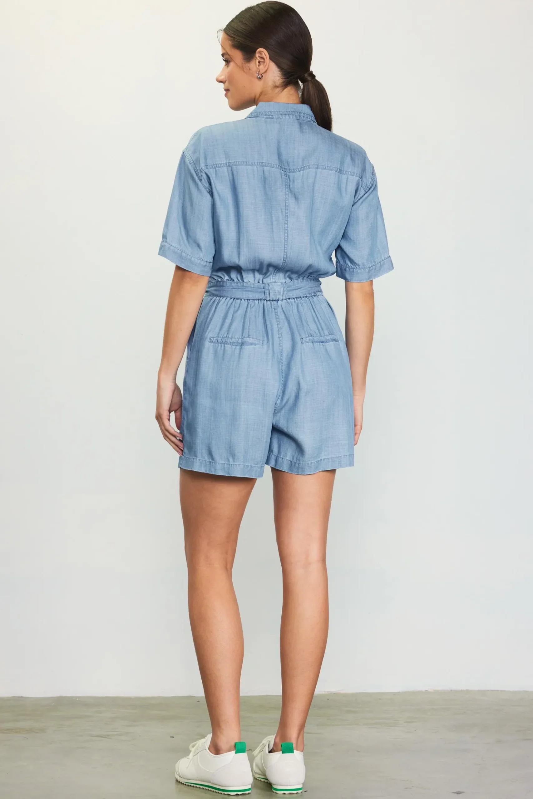 Washed Tencel Shortsleeve Romper*SKIES ARE BLUE