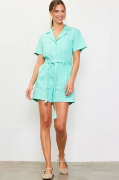 Washed Twill Utility Romper*SKIES ARE BLUE Sale