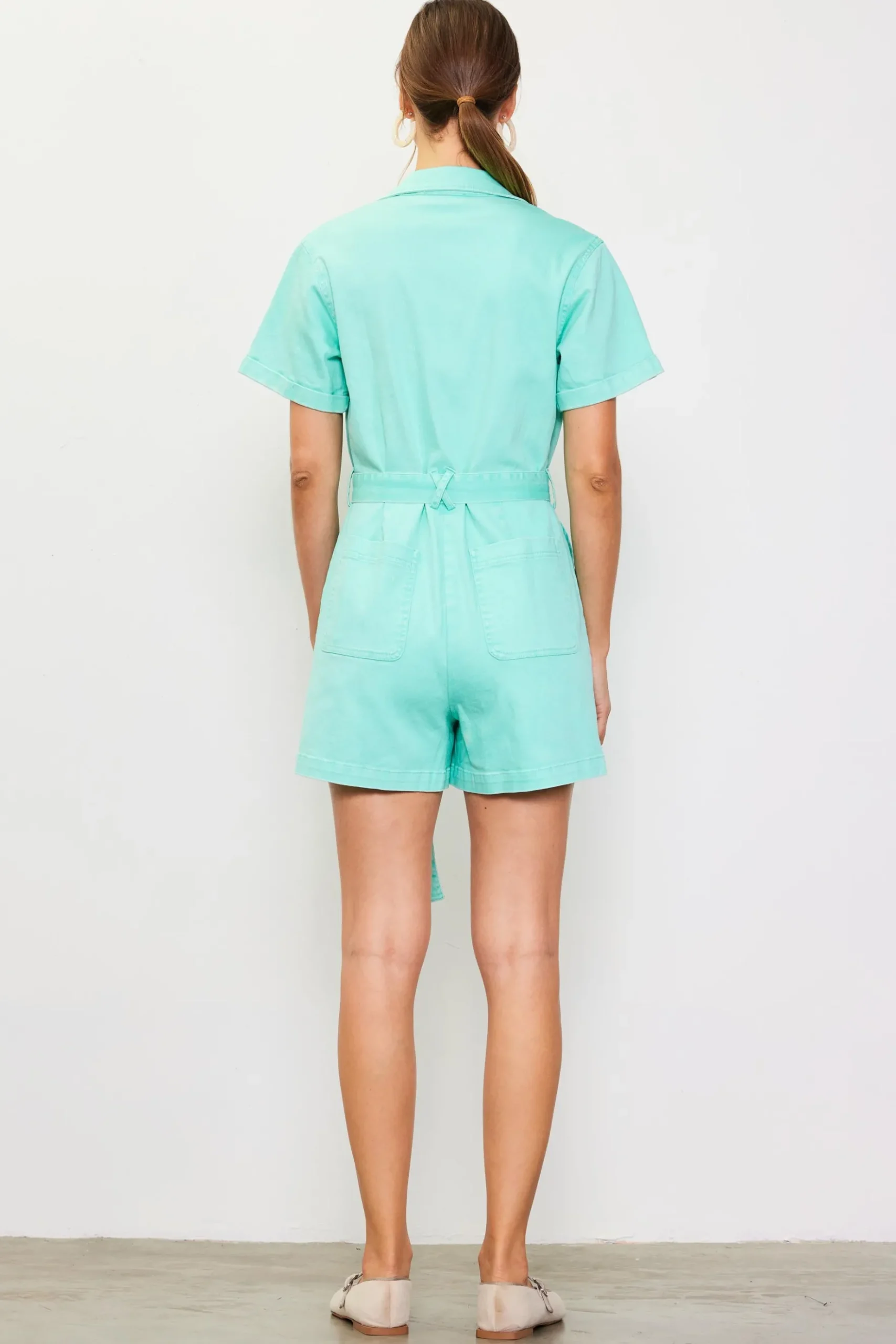 Washed Twill Utility Romper*SKIES ARE BLUE Sale