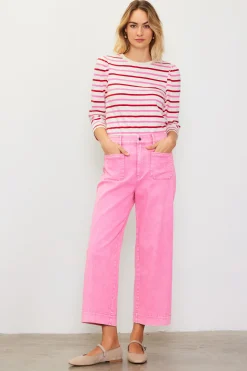 Washed Twill Wide Leg Pants*SKIES ARE BLUE Outlet
