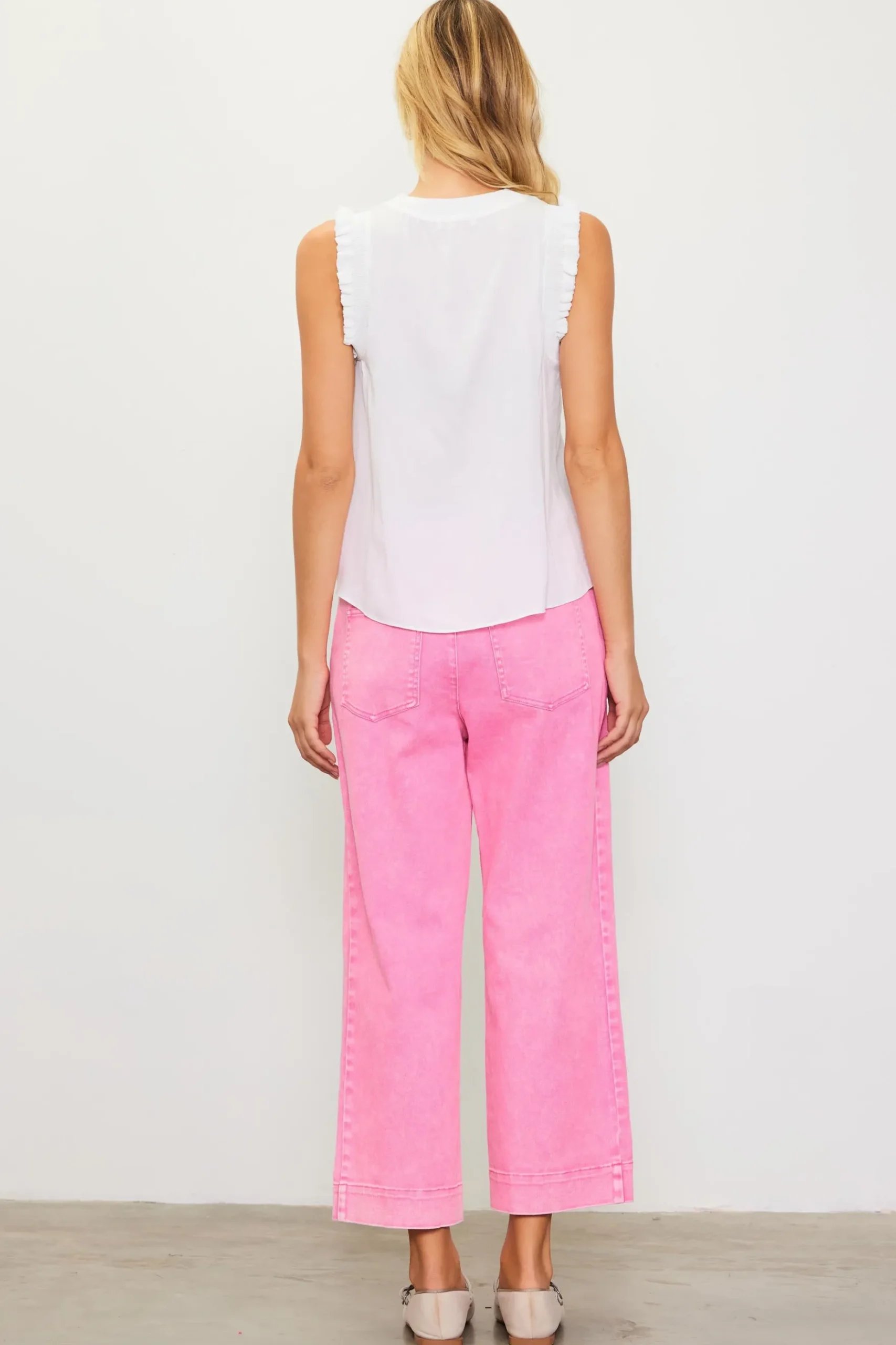 Washed Twill Wide Leg Pants*SKIES ARE BLUE Outlet
