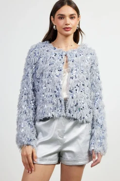 Wren Feathered Sequin Crop Jacket*SKIES ARE BLUE Sale