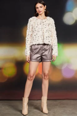 Wren Feathered Sequin Crop Jacket*SKIES ARE BLUE Sale
